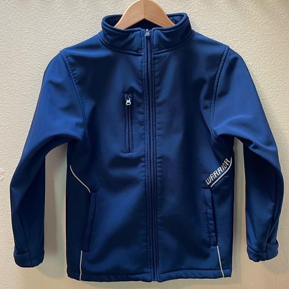Warrior zip up jacket.  Fleece lined. Zip pockets. Size youth large. Hockey.